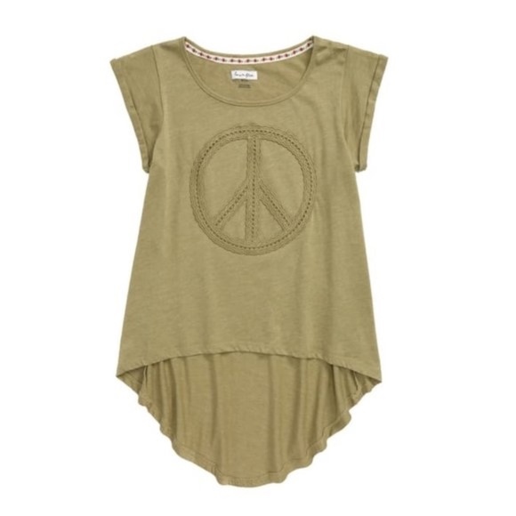 Girl's Love, Fire Crochet Peace High/low Tee - Picture 1 of 4
